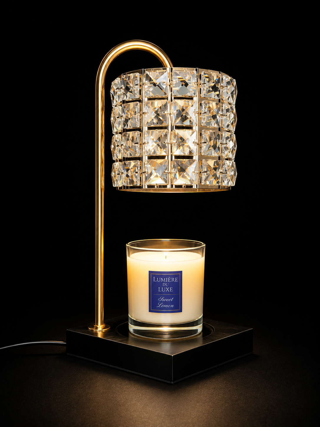 Lumière du Luxe Sweet Lemon wickless candle in a clear glass vessel